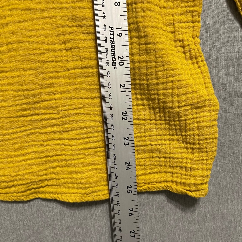 Misslook Blouse Womens Large Mustard Yellow Gauze Crinkle Top Boho Minimalist - Picture 6 of 7